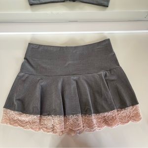 Flava Gray Lace Lined Mini Skirt